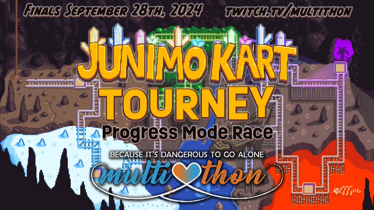 did you miss us? The next Junimo Kart Tourney has leveled up and we're part of <a href="/multithon/">Multithon</a> Rivals this time around! Want to show off your kart skills and help raise money for BluePath Service Dogs? Check the thread for the submission form closing Sept. 22nd midnight PDT!