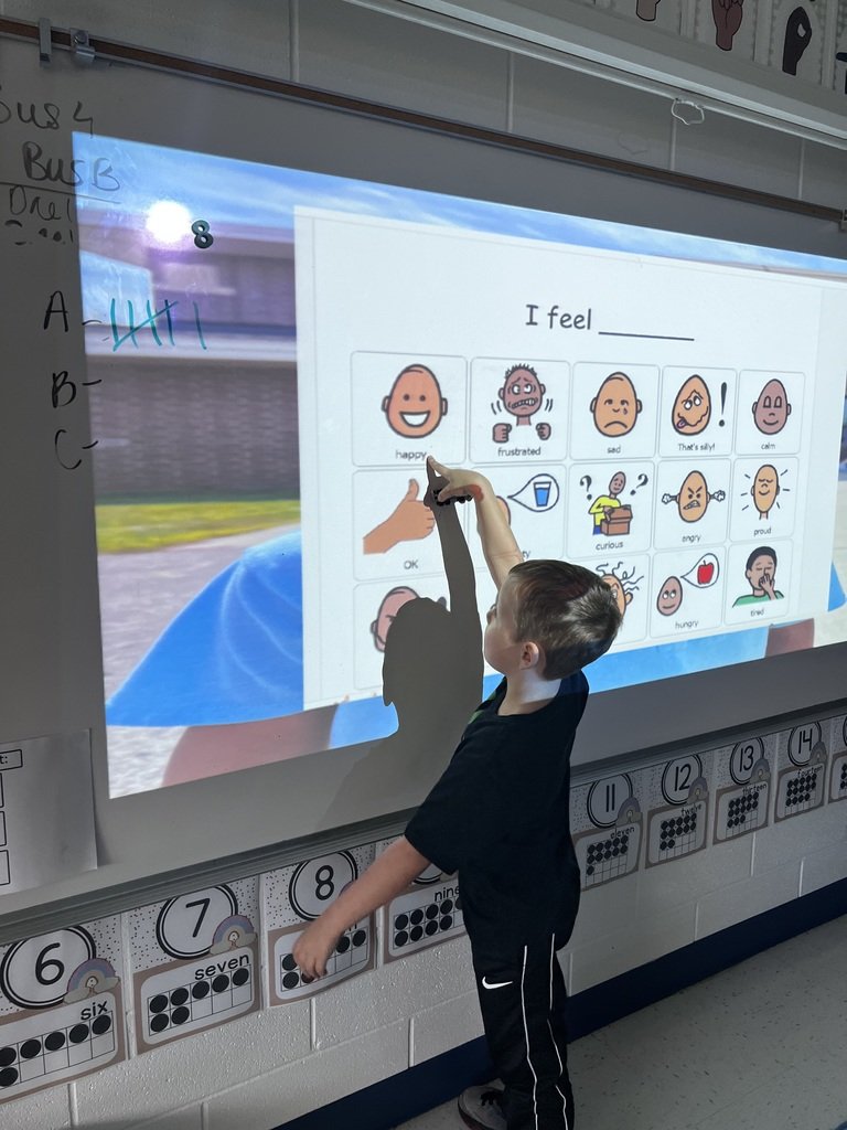CrosbyElemD50's tweet photo. Ms. Serrano's students are enjoying identifying how they feel during morning meeting! They are also working hard on their hot air balloon craft, after reading about The Great Reno Balloon Race on News2You! #CrosBees https://t.co/rEsC6Z7LUr