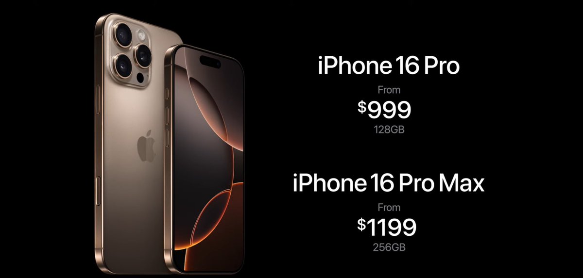 Fosudo's tweet image. Would you buy the new iPhone 16 Pro devices for:

iPhone 16 Pro- $999 / ₦1,618,380
iPhone 16 Pro Max - $1199 / ₦1,942,380

Comment below 👇🏾 
#AppleEvent