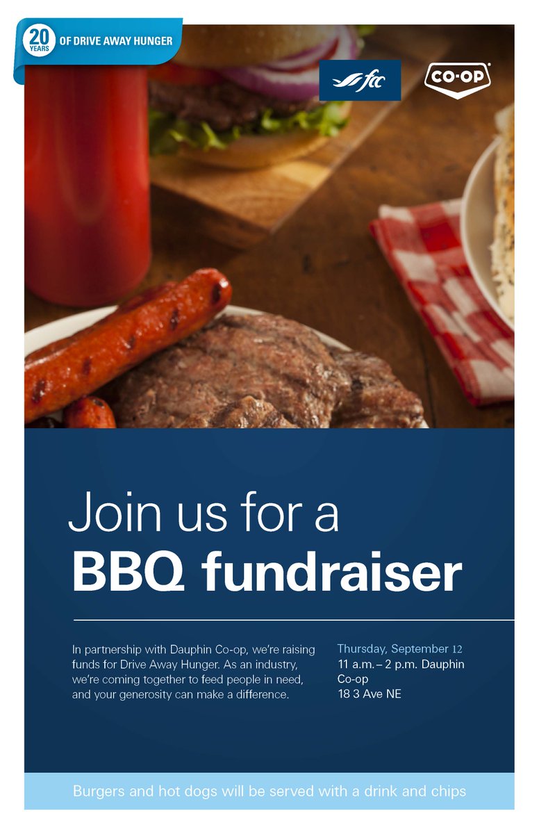 The Farm Credit Canada is hosting a BBQ at The Dauphin Co-op on Thursday September 12, from 11 A.M. to 2 P.M. all proceeds will be donated to the Dauphin &amp; District Community Food Bank.