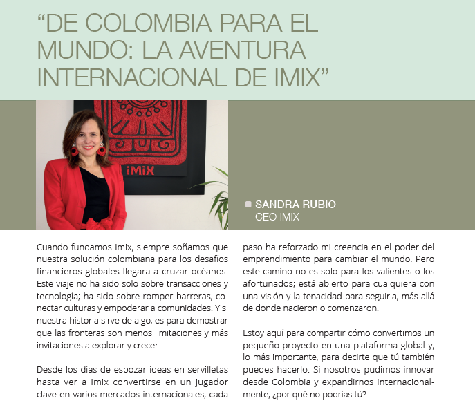 🌟 ¡Estamos en "Las Empresas Fintech en Colombia - Sus Retos y Logros 5"! 📚 #Imix se enorgullece de compartir nuestro viaje de internacionalización con "De Colombia para el Mundo: La Aventura Internacional de Imix".  imix.la/noticias/de-co…