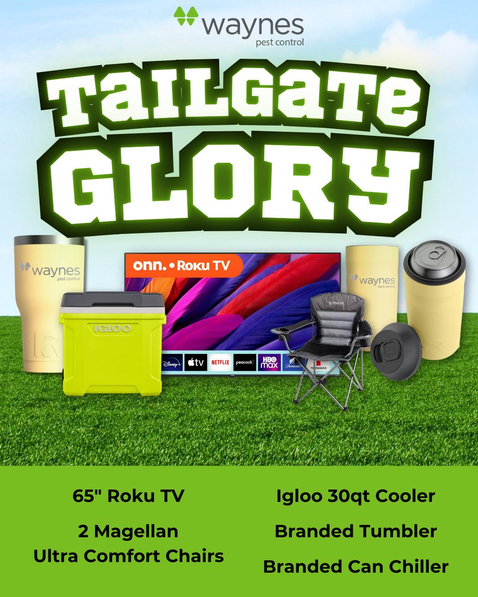 callwaynes's tweet photo. 🌟Lawn of Legends Contest!🌟
Think your lawn is the best in your neighborhood? Enter now for a chance to win our Tailgate Glory Package!🏈🍔🎉

Visit https://t.co/qxAo87xasB for more details!

#Tailgate #LawnOfLegends #LawnCare #WaynesPestControl https://t.co/Qp0gE1uz0R