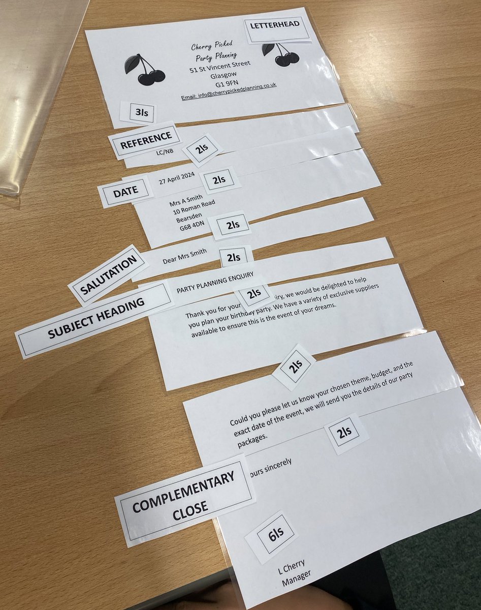 S3 Admin tested their letter format knowledge with this match-it task. Well done S3, impressive skills! 👏🏻 <a href="/stninianshs/">St Ninian's HS</a> <a href="/BusEdSNHS/">Bus Ed St Ninian's</a>