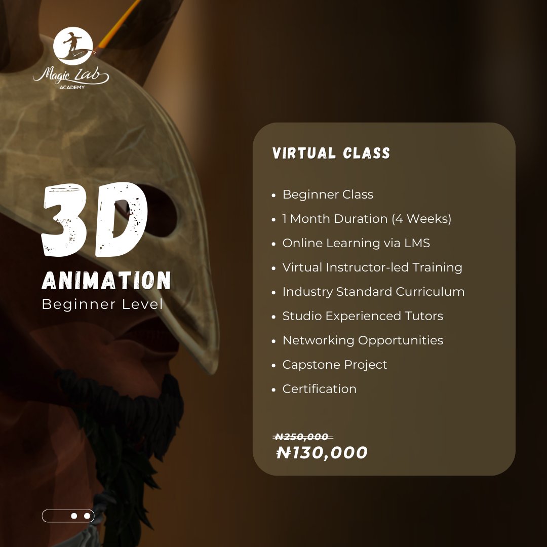 MagicLabacademy's tweet image. Join our 1-month intensive programs in 3D Animation and 3D Character Design starting this November!
Register now and let’s create magic together! ✨
admission.magiclab.studio
#3DAnimation #CharacterDesign #AnimationClasses #MagicLabAcademy #CreativeAfrica