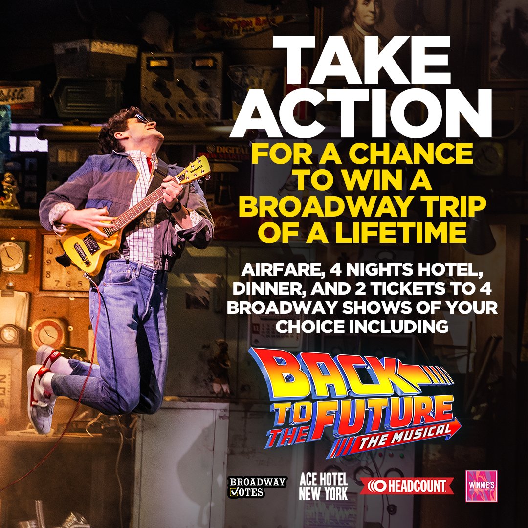 BTTFBway's tweet image. We believe the future can be brighter than before—And that starts with YOUR vote! Now when you check your voter registration through HeadCount, you can be entered to win the trip of a lifetime: headcount.org/broadway-gtv  #BroadwayVotes