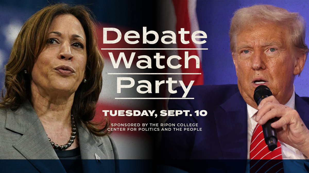 Ripon College (@riponcollege) on Twitter photo <a href="/RiponCollegeCPP/">Center for Politics and the People</a> will host a watch party for the Presidential Debate between <a href="/KamalaHarris/">Kamala Harris</a> and <a href="/realDonaldTrump/">Donald J. Trump</a> tomorrow night at 8pm in East Hall Little Theatre <a href="/RiponCollegeCPP/">Center for Politics and the People</a> will host a watch party for the Presidential Debate between <a href="/KamalaHarris/">Kamala Harris</a> and <a href="/realDonaldTrump/">Donald J. Trump</a> tomorrow night at 8pm in East Hall Little Theatre