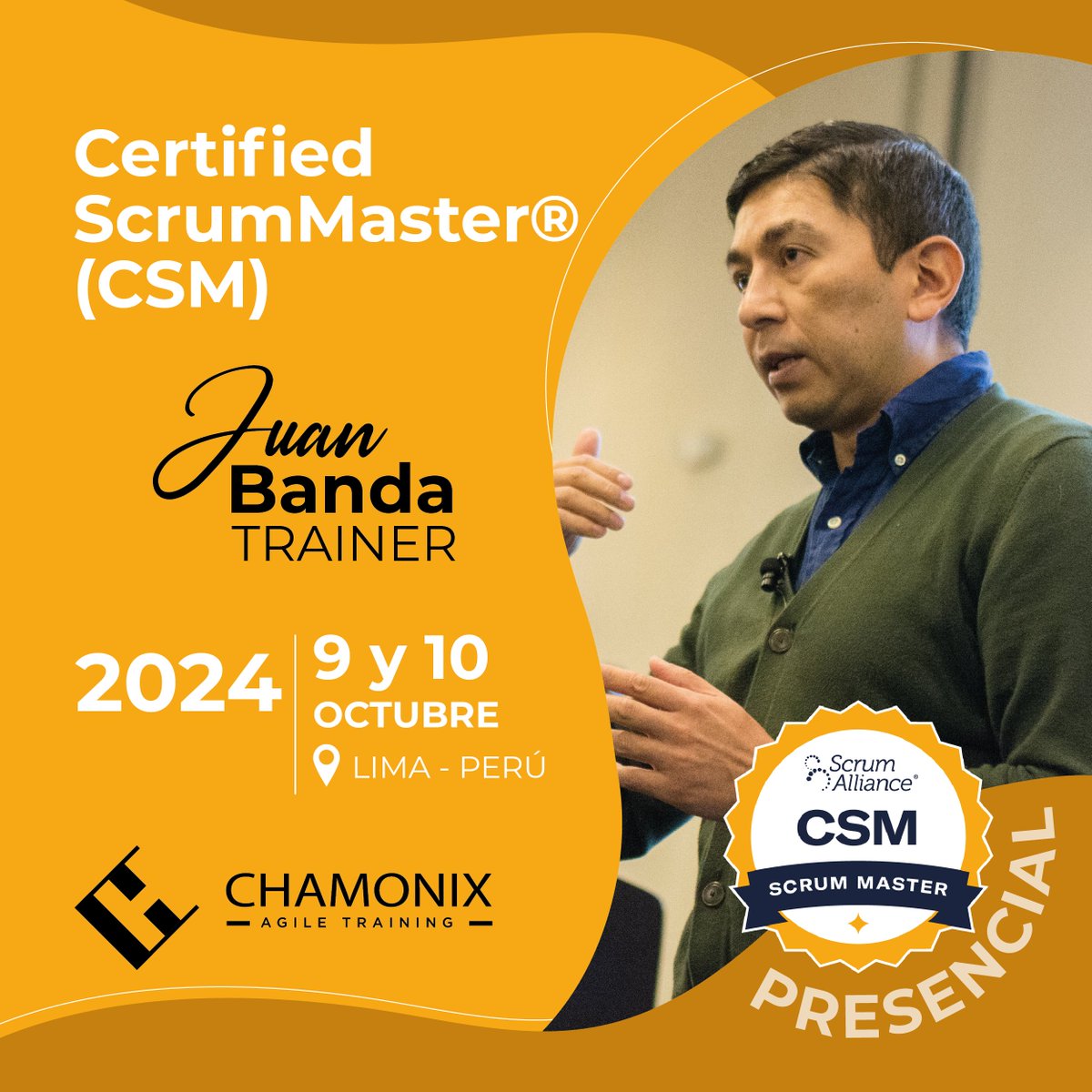 🚀 ¡Prepárate para liderar con agilidad! 🚀

¿Estás listo para llevar tu carrera al siguiente nivel? Únete a nuestro curso presencial de CSM en Lima este 9 y 10 de octubre

🔹 Lugar: Lima
🔹 Certificación oficial: <a href="/ScrumAlliance/">Scrum Alliance</a> 
🔹 Formador experto: <a href="/juanbandajara/">Juan Banda</a> 

#ScrumMaster