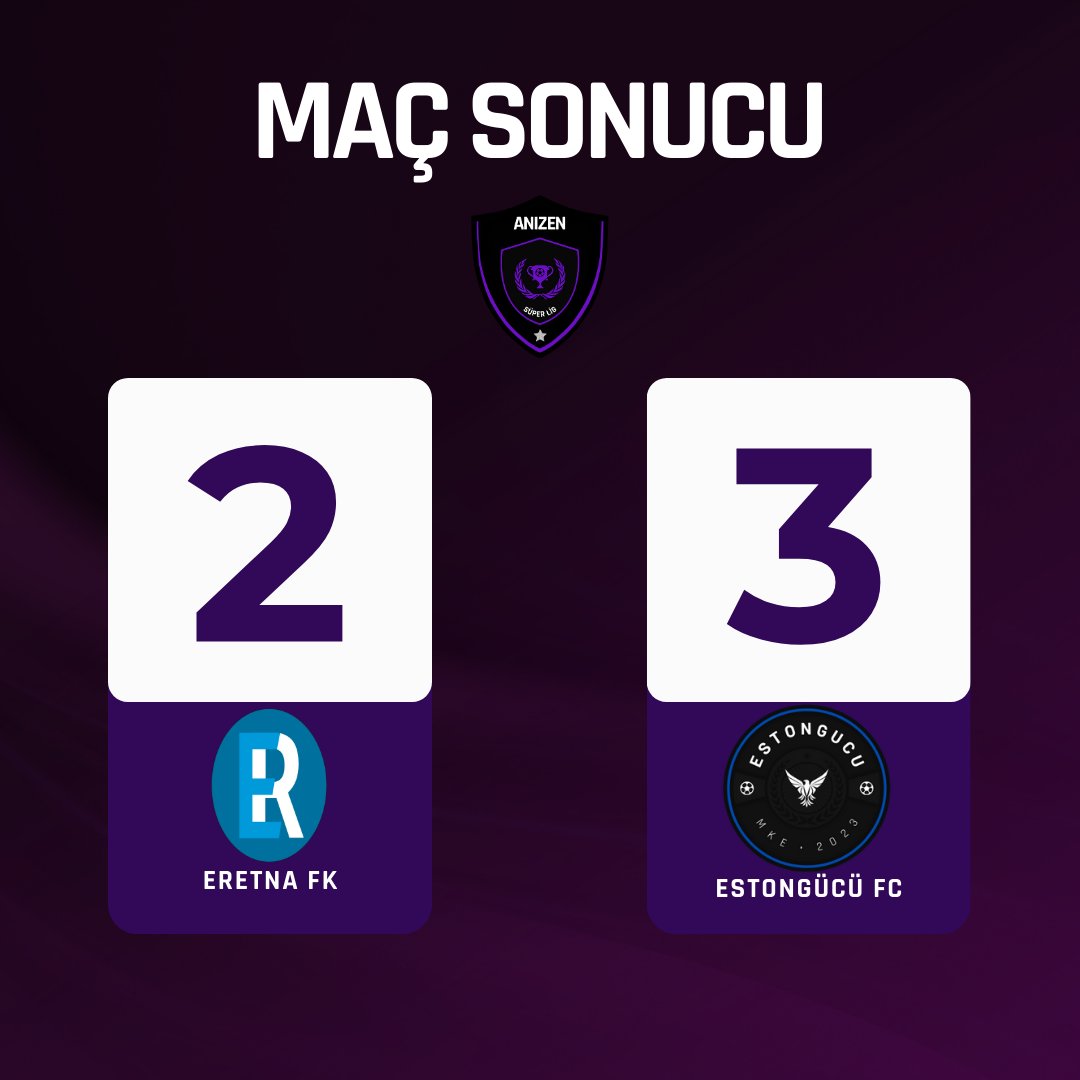 KaizenHF's tweet photo. ANİZEN SÜPER LİG 4.HAFTA

Eretna FK 2-3 EstonGücü FC

#EREvEST https://t.co/Ks2qBuNX5k