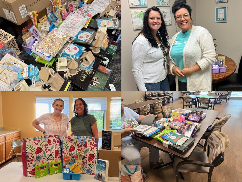 For our agency's summer service project, COA staff donated items to replenish the community rooms at five senior residential buildings in our service area. The community rooms all received great assortments of books, games, puzzles and crafts for residents to enjoy!