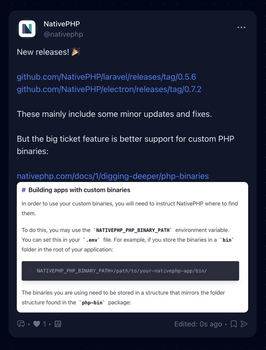 simonhamp's tweet image. New #NativePHP releases! 🔥

pinkary.com/@nativephp/que…