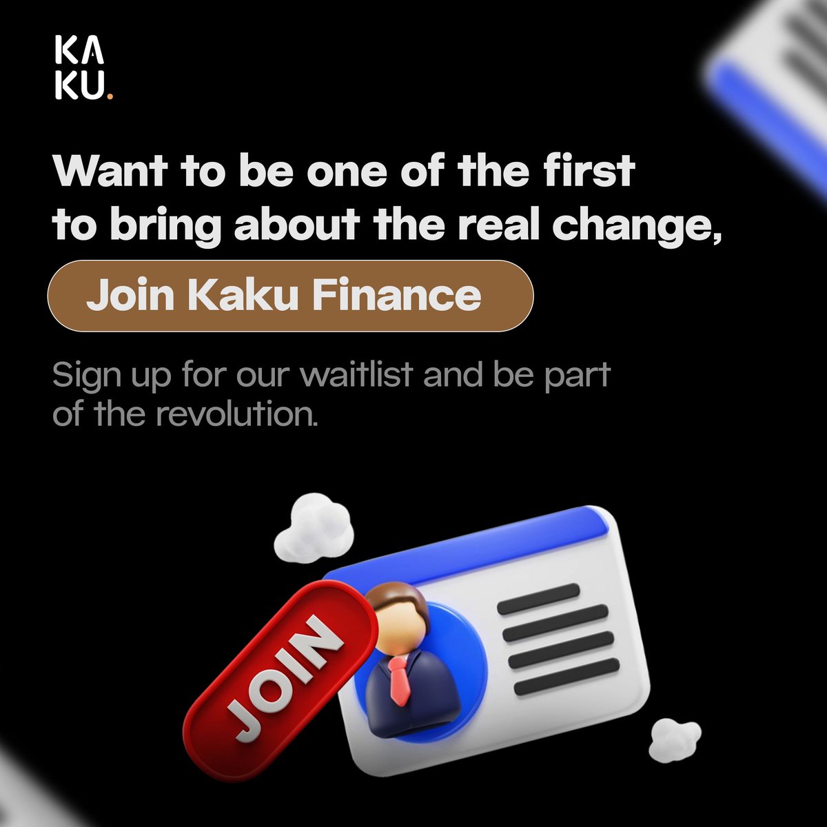 kakufinance's tweet photo. Be at the forefront of financial transformation with Kaku Finance. 
Sign up now and lead the way in financial innovation! 

https://t.co/1CzADj4R9b

#FutureOfFinance #FinancialFreedom #CryptoRevolution #JoinTheJourney #kaku #fintech #web3 #blockchain #bitcoin #KakuFinance #CryptoRewards