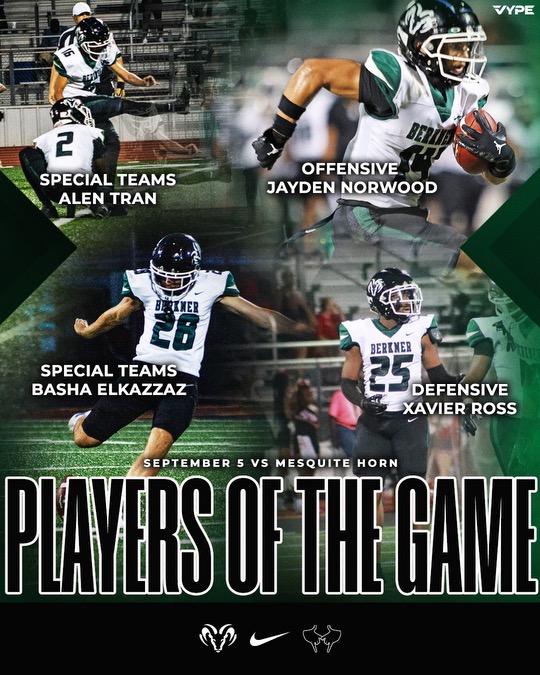Congratulations to our Week 2 Players of the Game!! These guys played great and helped lead us to victory!! Keep working fellas!! #ProtectTheBrand #HERD