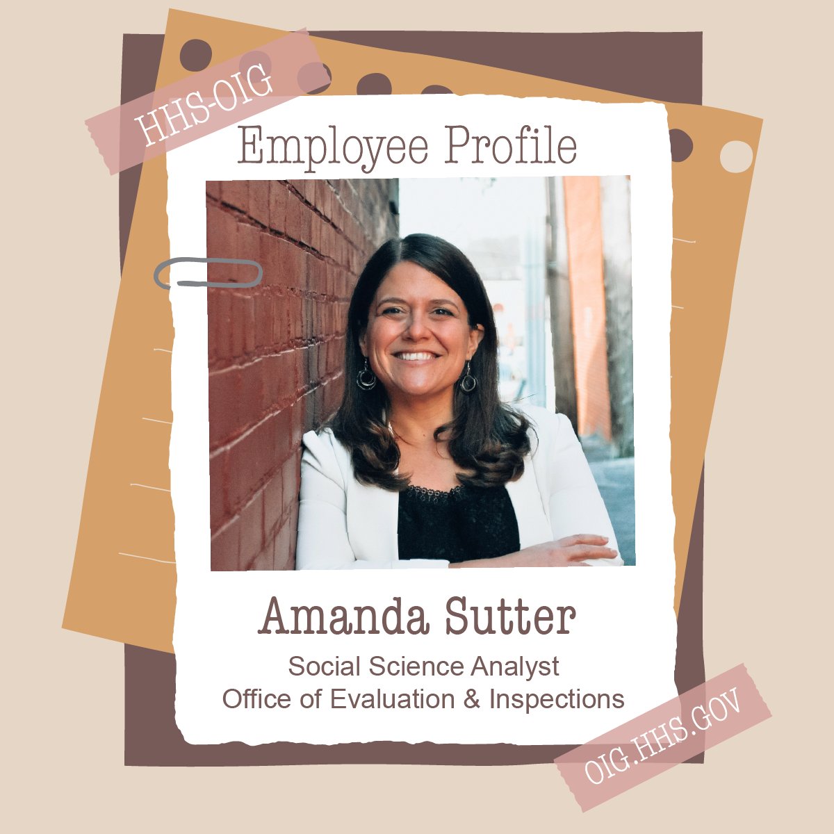 OIGatHHS's tweet image. 🔍 Amanda Sutter, a social science analyst at HHS-OIG, shares insights from her career in evaluations and the crucial role of bridging research and practice to prevent waste, fraud, and abuse in HHS programs. Learn more in her profile: direc.to/fj3V