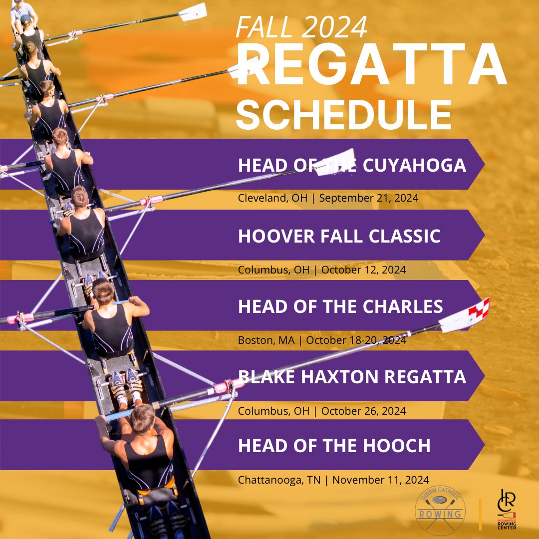 GuerinRowing's tweet photo. Check out our Fall racing schedule! Follow us as we race across the Midwest and in Massachusetts! #goIRC #rowhardgoldeneagles https://t.co/zCG2j8mA4g