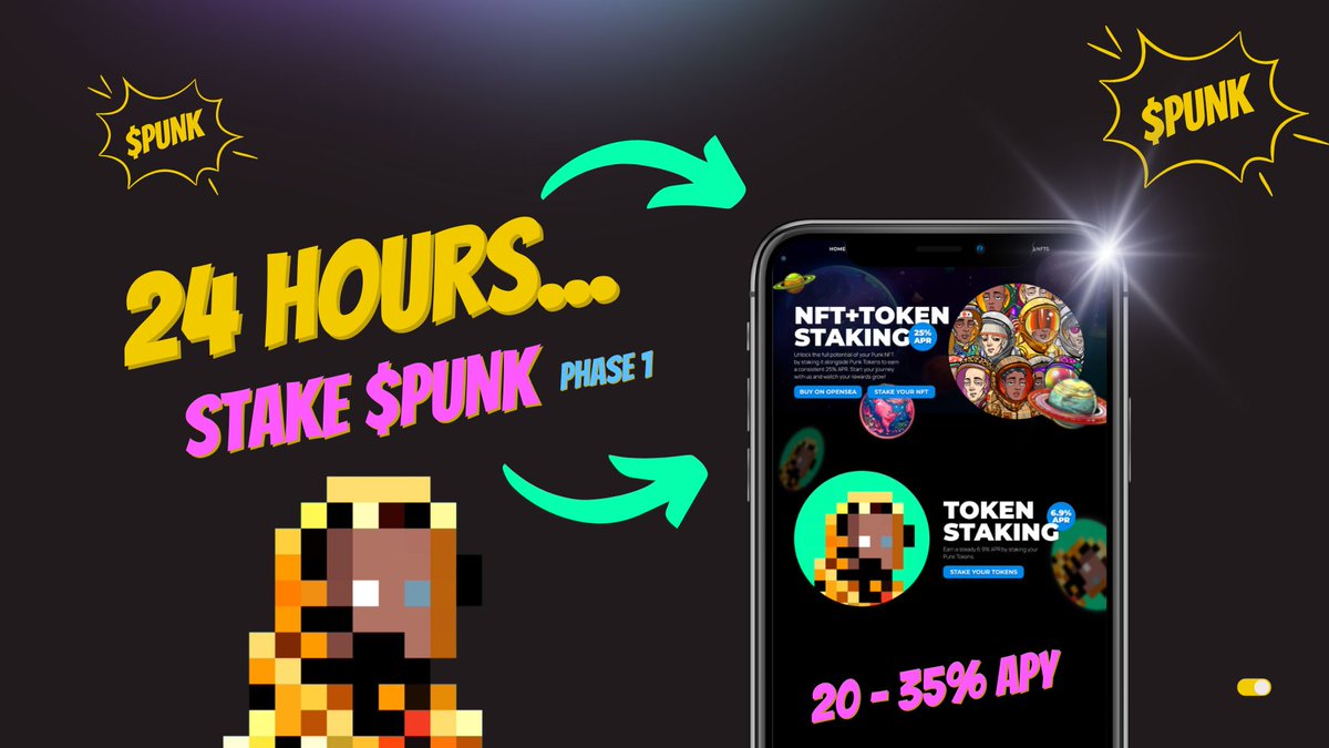 Get ready for the FIRST DeFi MEMEcoin to show the power of a next-generation #memecoin 

24 hours left until we kickstart $PUNK staking on $SOL. Phase 1 of staking is just the start of our endeavors. 

Based on our calculations of the tech behind $PUNK, we can also announce that