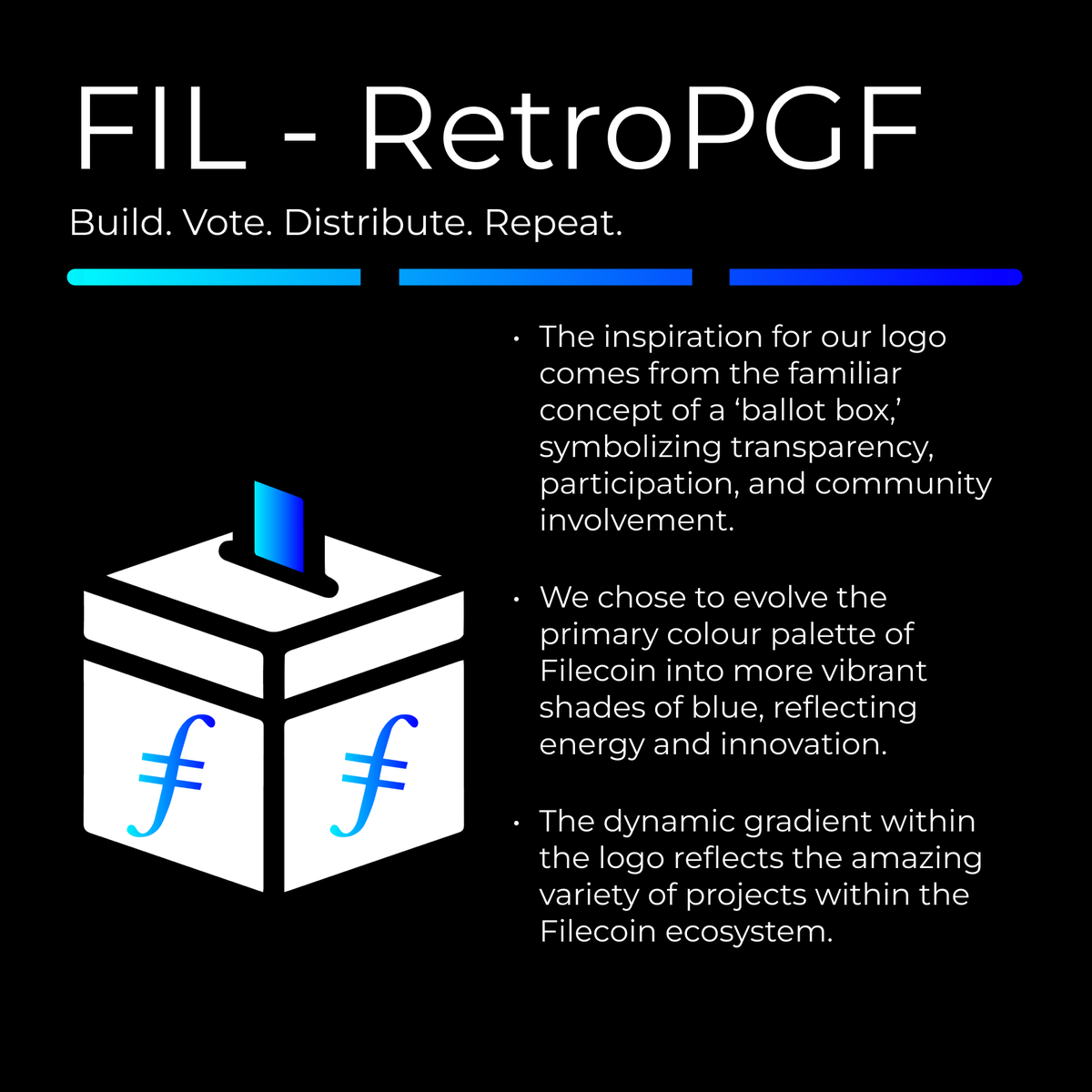A fresh new look for FILRetroPGF! The new logo, designed by MSquare, perfectly captures <a href="/FILRetroPGF/">FIL RetroPGF</a>'s core values ⚖️ as they prepare for Round 2 of retroactive funding in the #Filecoin ecosystem.

Stay tuned for updates on the timeline and application process next week! 🔜