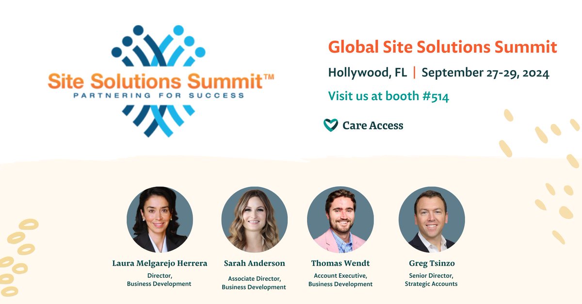Care_Access_'s tweet image. If you’re headed to the Society for Clinical Research Sites Global Site Solutions Summit, visit Care Access at Booth #514 to learn how our global network of over 200 research sites &amp;amp; site support solutions can help you achieve your enrollment goals.

#CareAccess #SCRS2024 @MySCRS