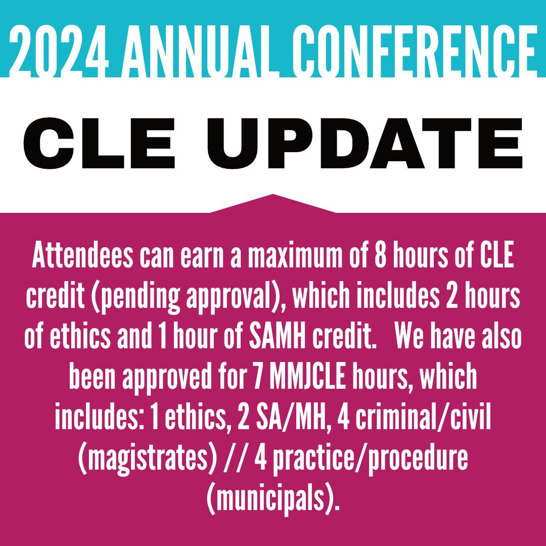 SCWLA_briefcase's tweet photo. 2024 Conference CLE Update! Attendees can earn a maximum of 8 hours of CLE credit (pending approval), which includes 2 hours of ethics and 1 hour of SAMH credit.   We have also been approved for 7 MMJCLE hours. Register online --> https://t.co/ySvRwGAFMG https://t.co/w4hU5wQzv8