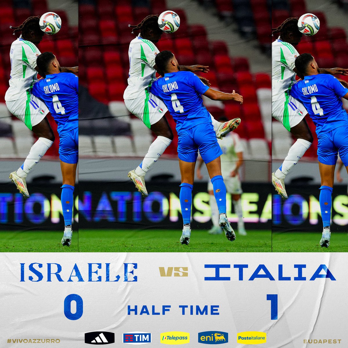 ⏱️ 45’| C’est la mi-temps et la Nazionale mène 1-0 face à Israël ! 

⚽️ Frattesi.

🤔 Votre avis sur cette première mi-temps ? #ISRITA