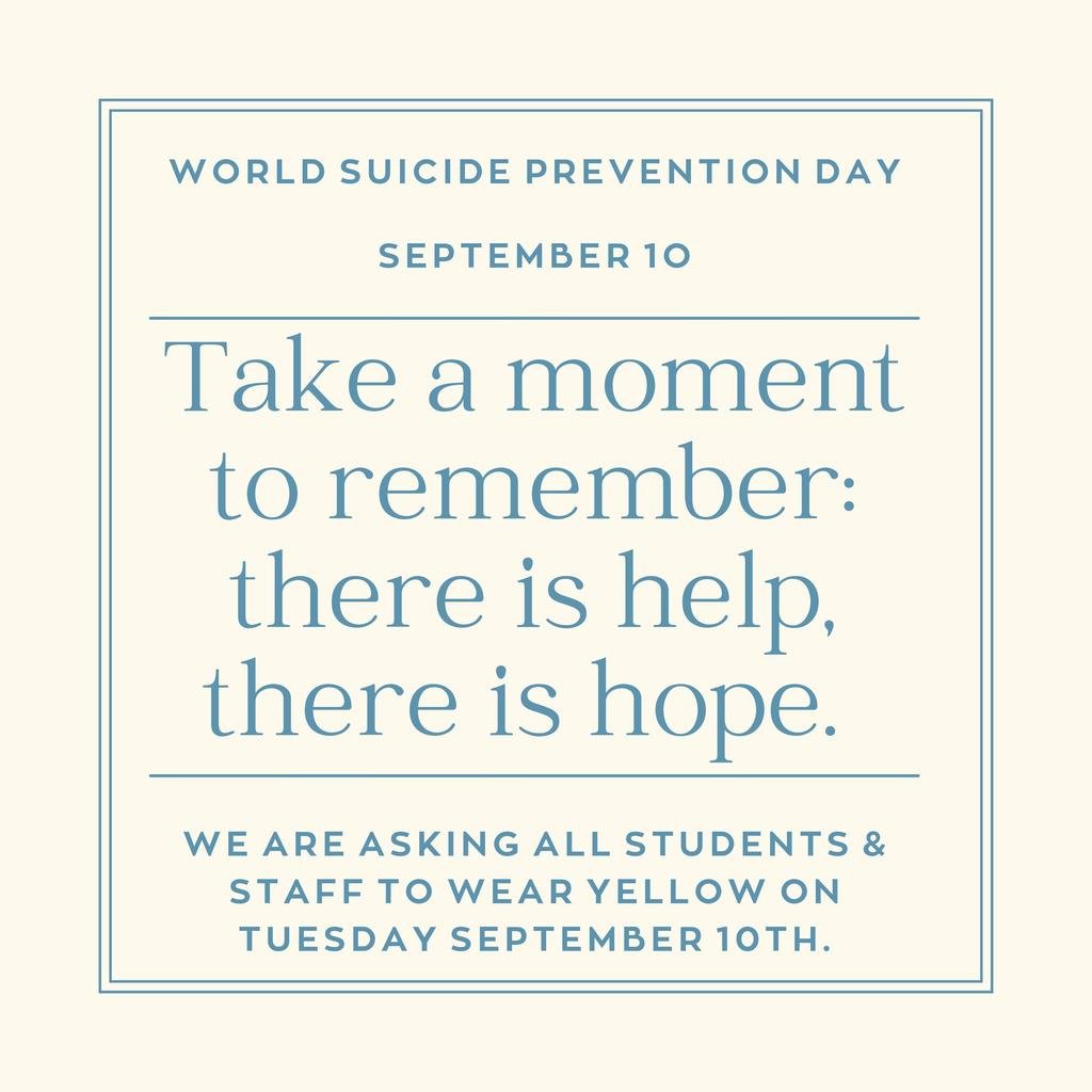 Please wear yellow on Tuesday, September 10th.