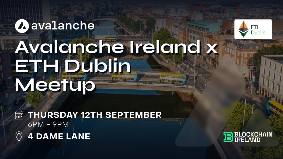 Avalanche Team1 (@avaxteam1) on Twitter photo 🔺 Meetup This Thursday With <a href="/EthIreland/">ETHDublin 2025</a> 🇮🇪
Dublin, Ireland has become a thriving tech hub over the last few years and we love the work that ETH Dublin and <a href="/blockchain_irl/">Blockchain Ireland</a> has been doing to advance blockchain adoption.
Looking forward to continued collaborations with them and 🔺 Meetup This Thursday With <a href="/EthIreland/">ETHDublin 2025</a> 🇮🇪
Dublin, Ireland has become a thriving tech hub over the last few years and we love the work that ETH Dublin and <a href="/blockchain_irl/">Blockchain Ireland</a> has been doing to advance blockchain adoption.
Looking forward to continued collaborations with them and