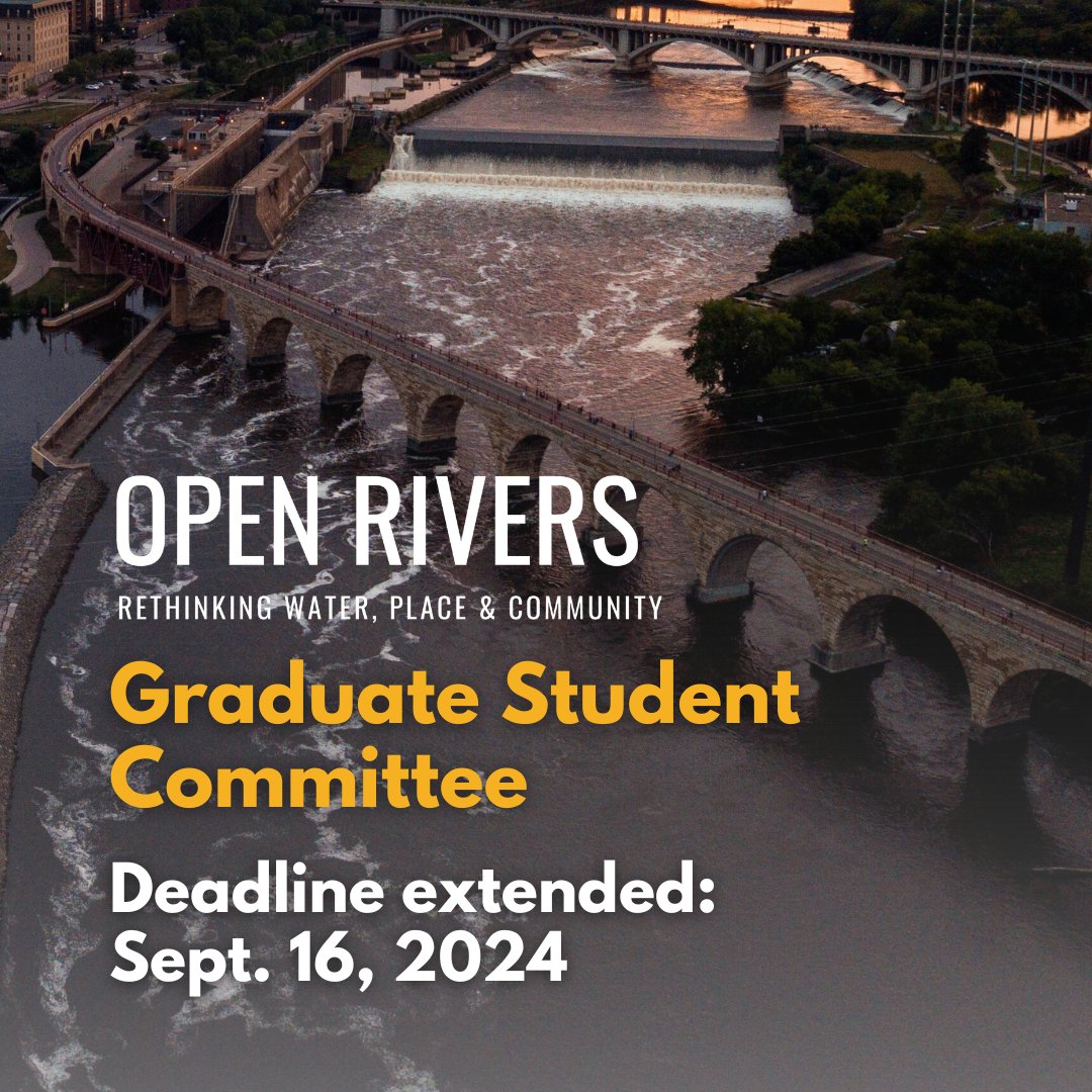 OpenRiversUMN (@openriversumn) on Twitter photo The deadline to apply for the Open Rivers Graduate Student Committee has been extended to Monday, September 16, 2024! Join us to explore public scholarship and develop skills for publishing. Learn more at openrivers.lib.umn.edu/gsc. <a href="/IowaWaterCenter/">Iowa Water Center</a> <a href="/MinnesotaWater/">Water Resources Center (WRC)</a> <a href="/PPEHLab/">PPEH</a> The deadline to apply for the Open Rivers Graduate Student Committee has been extended to Monday, September 16, 2024! Join us to explore public scholarship and develop skills for publishing. Learn more at openrivers.lib.umn.edu/gsc. <a href="/IowaWaterCenter/">Iowa Water Center</a> <a href="/MinnesotaWater/">Water Resources Center (WRC)</a> <a href="/PPEHLab/">PPEH</a>