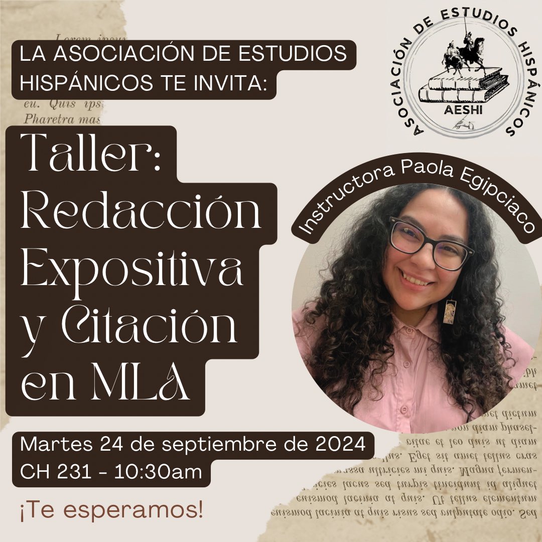 AESHI_UPRM's tweet image. ¿Ya tienes trabajos que entregar y no sabes cómo citar? 🤔📄
¡No te preocupes, tenemos el taller perfecto para ti!  

📅 Fecha: Martes, 24 de septiembre  
🕥 Hora: 10:30 AM  
🏫 Lugar: CH 231  
👩‍🏫 Recurso: Instructora Paola Egipciaco

¡No te lo pierdas!  
 #MLA #UPRM #AESHI