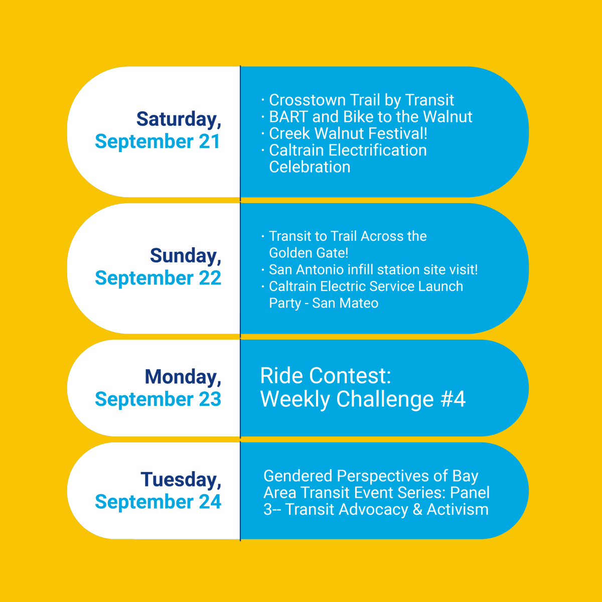 SpareTheAir's tweet image. Celebrate Transit Month at some of these events popping up around the Bay. Interested? Plan your trip on transit to get there: bit.ly/3TrudrM

#TransitMonth #SparetheAir #BayArea