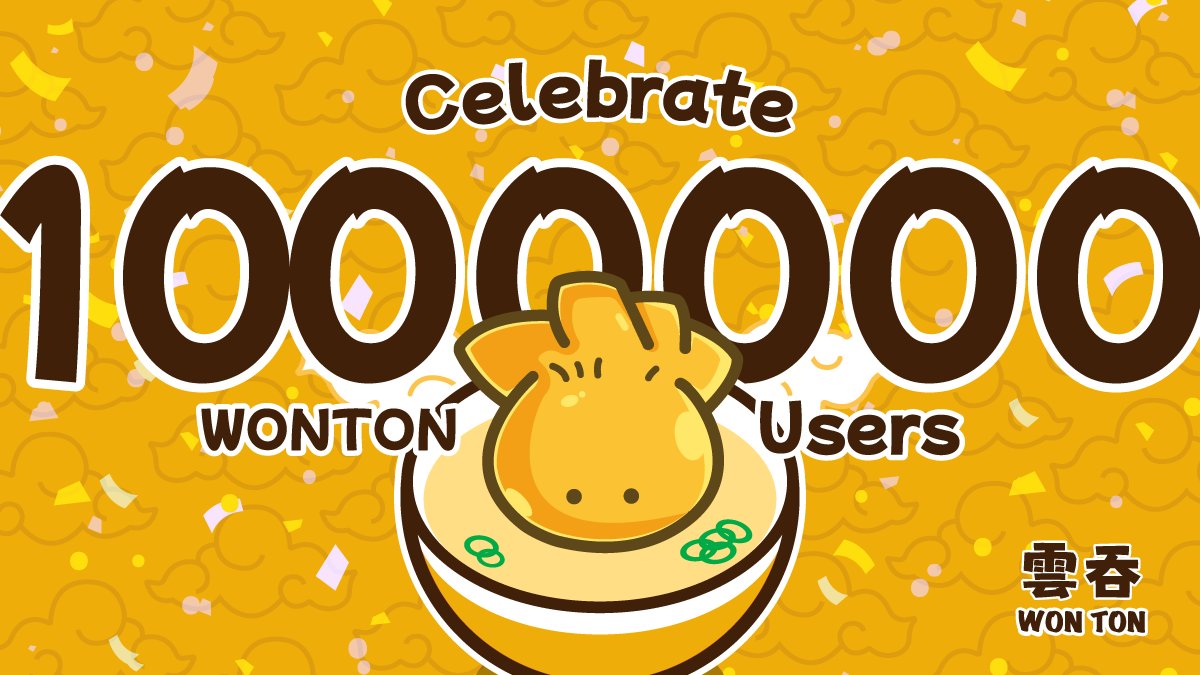🎉 Celebrating 1 Million #WONTON Users 🥟

🙌 A huge THANKS to our amazing #WONTON lovers for cooking with us to reach this milestone so qiuckly

👀 Coming Soon: 
✨ Special Pack for The Open League 
🏆 Climb the Ranking 
🌐 On-chain 🥣

🧑‍🍳Stay tuned, #WONTON fam—exciting
