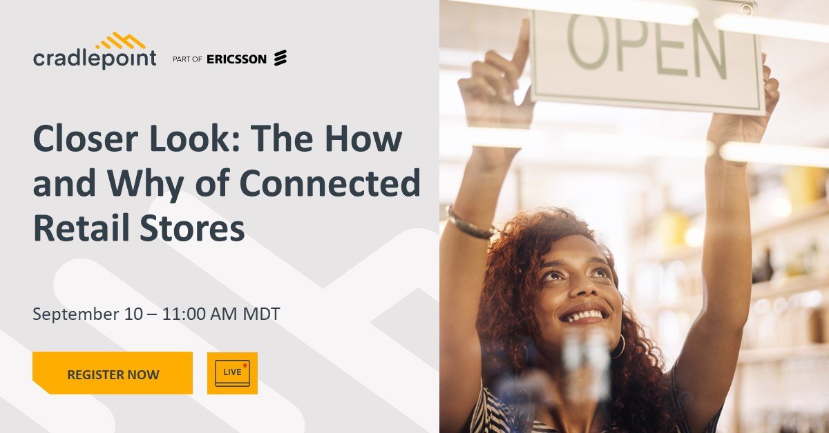 Learn how modern retailers can leverage wireless and hybrid networks to improve customer engagement and operational efficiency. 

Join Ericsson and Retail Tech on September 10 at 11 AM MT for a live webinar. bit.ly/3AZbbnW