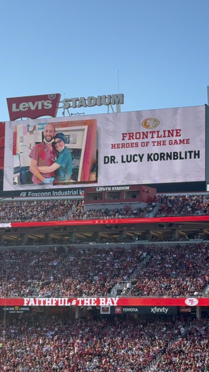 Julie A Sosa, MD (@jasosamd) on Twitter photo The highlight of Monday night football tonight is not just the <a href="/49ers/">San Francisco 49ers</a>; I’ll go with our very own trauma surgeon Dr Kornblith for the win! Congrats <a href="/LucyKornblith/">Lucy Zumwinkle Kornblith, MD, FACS</a>! #MedTwitter The highlight of Monday night football tonight is not just the <a href="/49ers/">San Francisco 49ers</a>; I’ll go with our very own trauma surgeon Dr Kornblith for the win! Congrats <a href="/LucyKornblith/">Lucy Zumwinkle Kornblith, MD, FACS</a>! #MedTwitter