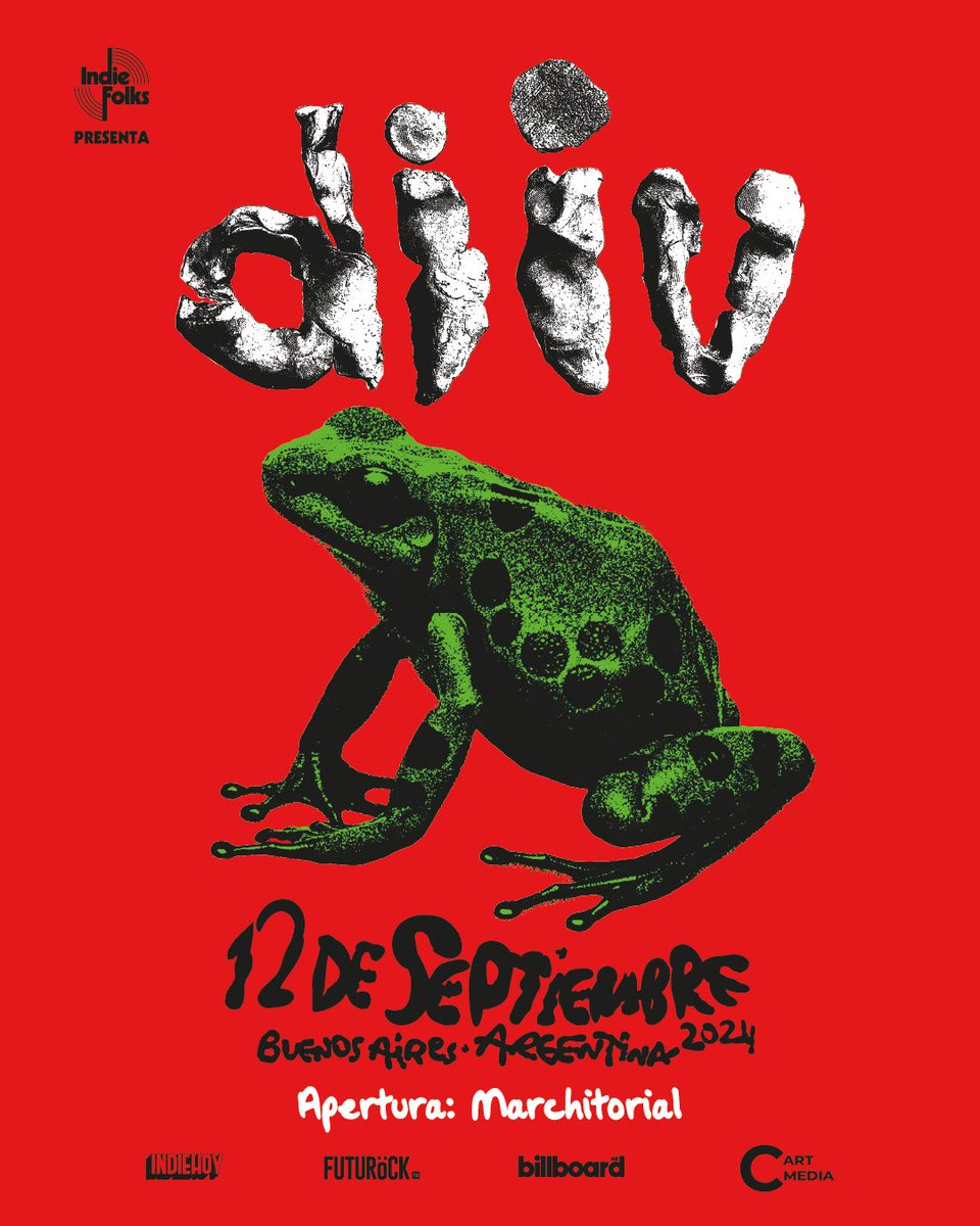 Indie Folks (@indiefolks) on Twitter photo Este jueves los niveles de volumen serán altos 🐸❤️🩹 A la esperada vuelta de DIIV, se suma <a href="/Marchitoriall/">Marchitorial</a> como apertura!!! Nos vemos ahí folks, será memorable.
🏹 Quedan MUY pocos tickets: passline.com/eventos/diiv-e… Este jueves los niveles de volumen serán altos 🐸❤️🩹 A la esperada vuelta de DIIV, se suma <a href="/Marchitoriall/">Marchitorial</a> como apertura!!! Nos vemos ahí folks, será memorable.
🏹 Quedan MUY pocos tickets: passline.com/eventos/diiv-e…
