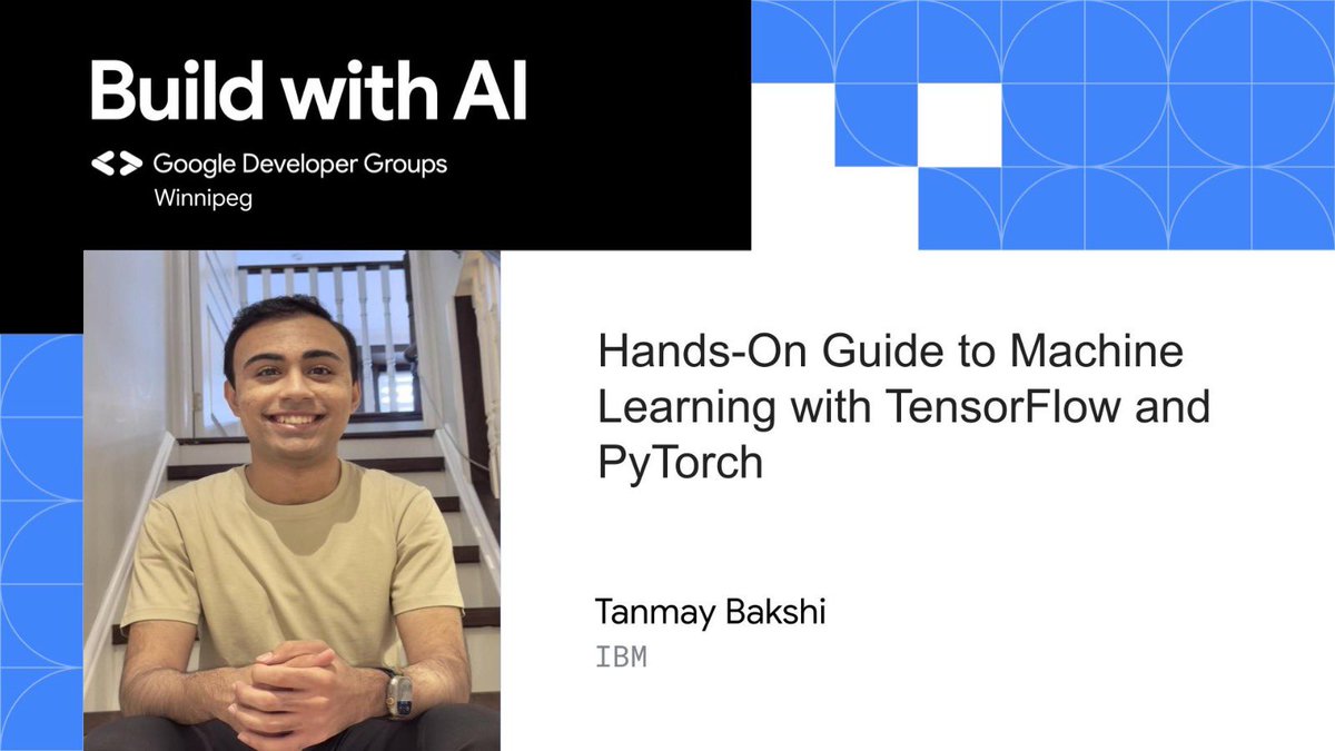 🚀 Kickstart Your Machine Learning Journey!
Join our hands-on workshop, Hands-On Guide to Machine Learning with TensorFlow and PyTorch, led by <a href="/TajyMany/">Tanmay Bakshi</a>. Perfect for beginners, you'll:

🚀 Event: AI for Everyone
🗓️ Date: Sept 24th, 2024
🔗 RSVP now: lnkd.in/g5MBZjPq
