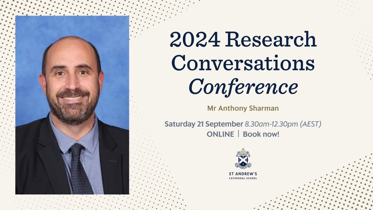 Join Anthony Sharman at 2024 Research Conversations Conference on Sept 21, 8:30 am - 12:30 pm! His talk, "Coaching in the Classroom - Student Learning Journals," will show how to use journals to boost student reflection and progress.

Register: buff.ly/44OeoBG #ResCon24