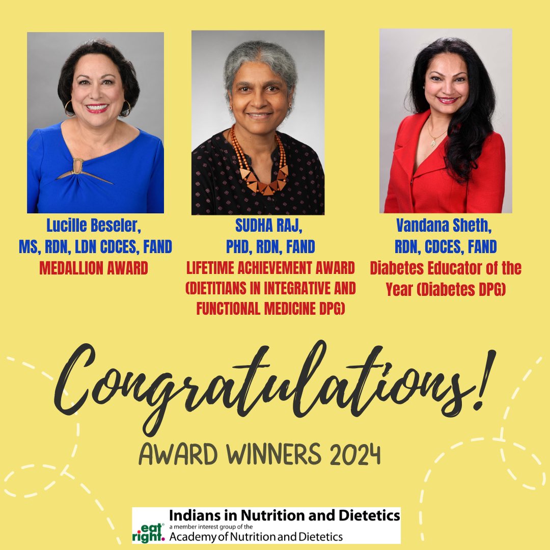 Congratulations to our member who received Academy and DPGS Awards! 

We are proud to recognize our outstanding members who have been honored for their exceptional contributions to the field of nutrition and dietetics.
