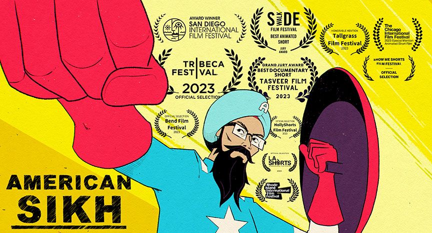 American Sikh is now available worldwide on YouTube. This powerful animated short tells the story of Vishavjit Singh, a Sikh American who transformed his lifelong struggles with prejudice into empowerment through his Sikh Captain America persona: americansikhfilm.com