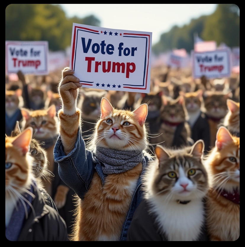 Poojas_art's tweet photo. Alright everyone, I gave in.   Now I am supporting #trump just because I love cats.   Forget #America , let’s save cats first 😛
#Election2024 #elon #leon #cats https://t.co/7rFs2qKgHS