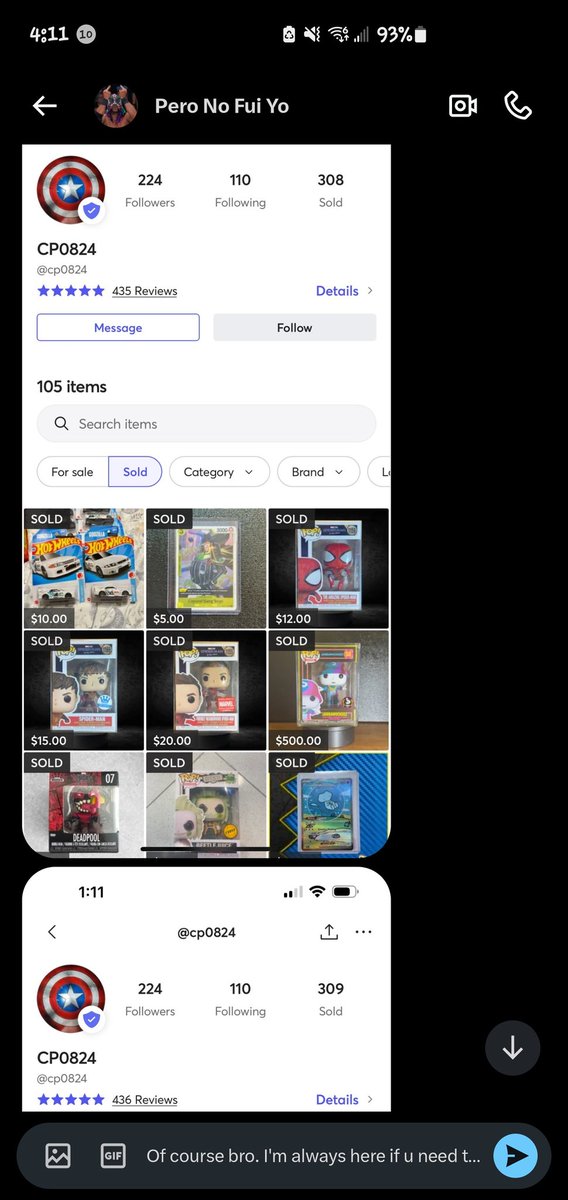 asashii29's tweet photo. We have another victim @TheFunkoBroScam and also Here is their mercari for anyone who sees this. They also have stuff on Facebook.  700$ taken from this person. They took the time to write me and explained their situation. https://t.co/OTaJiGcla8