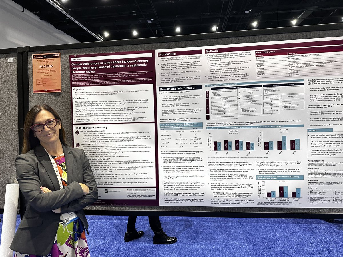 Dr <a href="/Daniela_Molena/">Daniela</a> presents work highlighting a need for future studies to include more balanced gender representation and to make public health policies elevating lung screening as a priority for high-risk groups. #wclc24 <a href="/IASLC/">IASLC</a> <a href="/WomenInThoracic/">WomenInThoracicSurg</a>