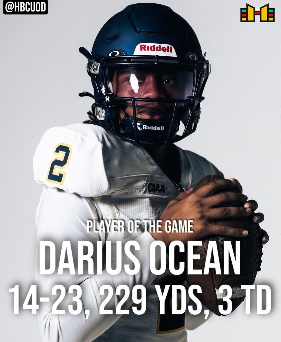 HBCU Premier Sports & More (@hbcusports1) on Twitter photo Johnson C. Smith University QB Darius Ocean Player of the game against Morehouse College 
📷HBCUOD Johnson C. Smith University QB Darius Ocean Player of the game against Morehouse College 
📷HBCUOD