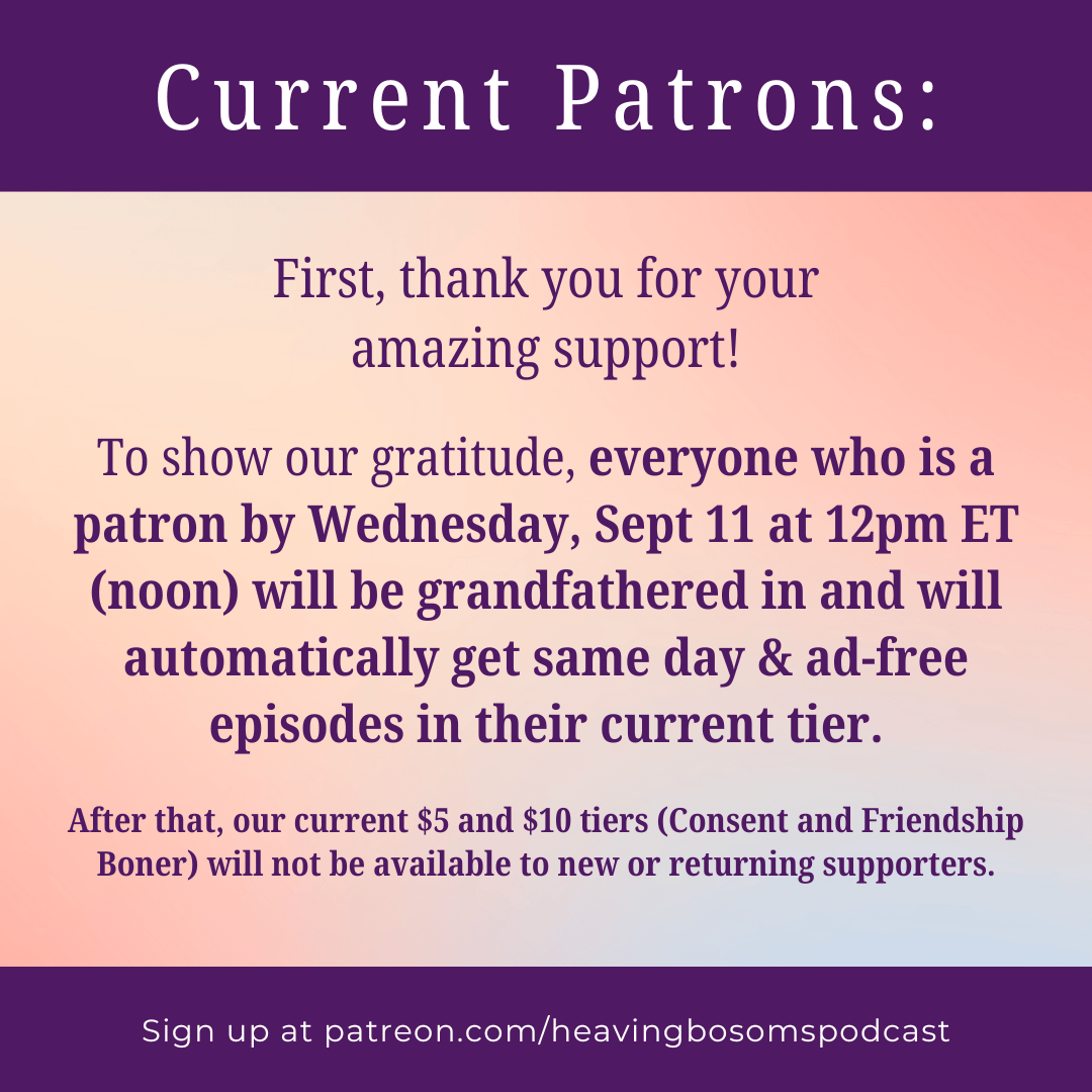 We're revamping our Patreon offerings! Patreon link is in our bio.