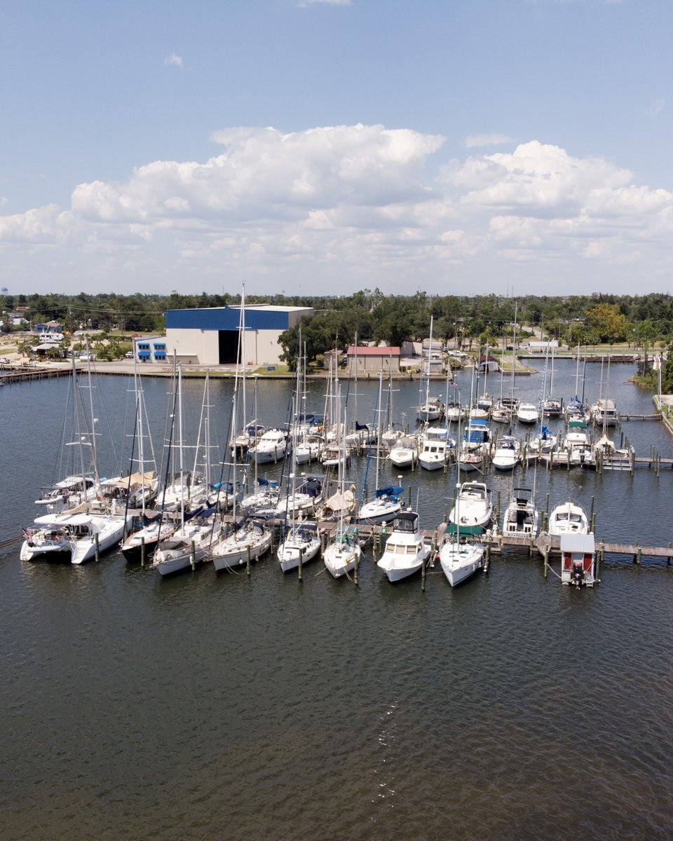 Taking in the stunning aerial view of Emerald Harbor Marina—where boats rest peacefully in the water and the horizon stretches endlessly. 
#DestinationPanamaCity #LovePC
