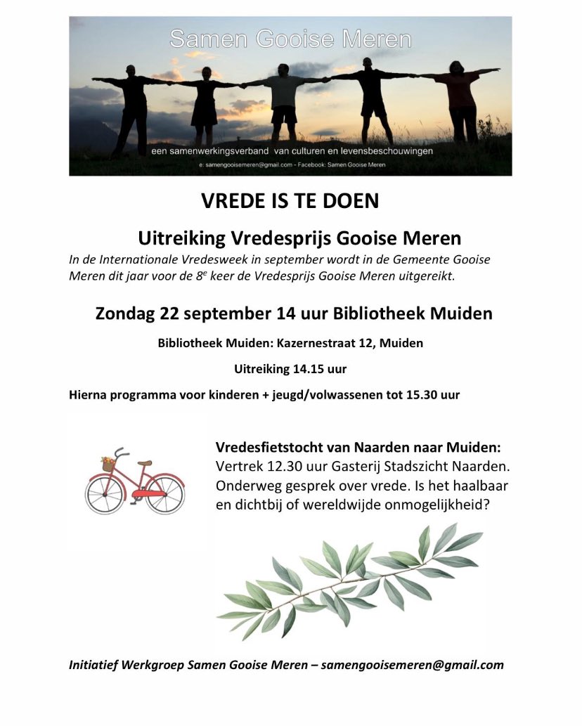 Samen Gooise Meren. Vrede is te doen.