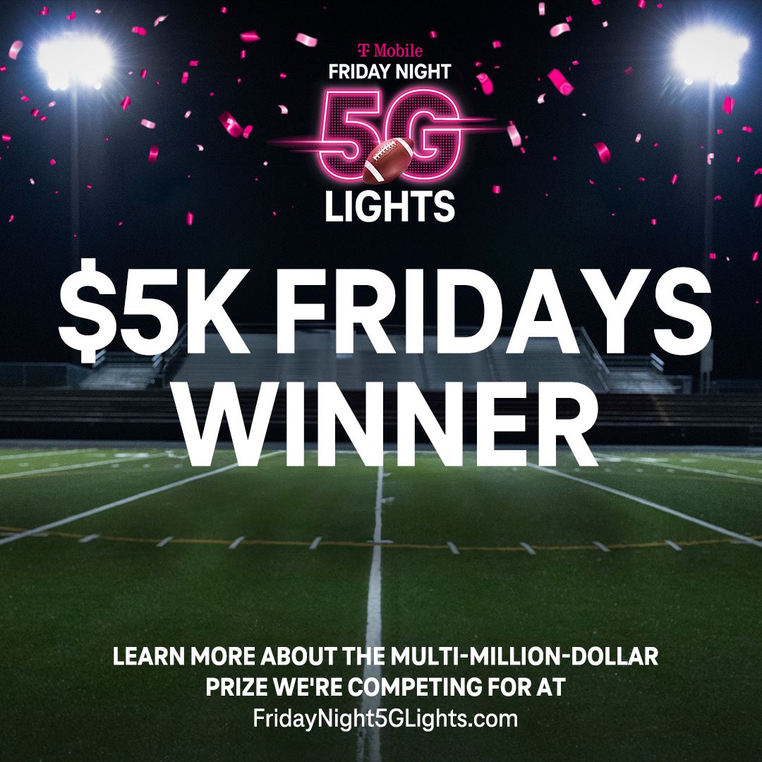 📣 Great news! Thanks to all of your ❤️’s, posts, and overwhelming school spirit, we’re officially a <a href="/TMobile/">T-Mobile</a> #FN5GL $5K Fridays Winner! Next, we want to be named a Top 16 finalist! Keep sharing your photos &amp; videos and make sure you tag <a href="/TMobile/">T-Mobile</a> and use #FN5GL and #Sweepstakes !