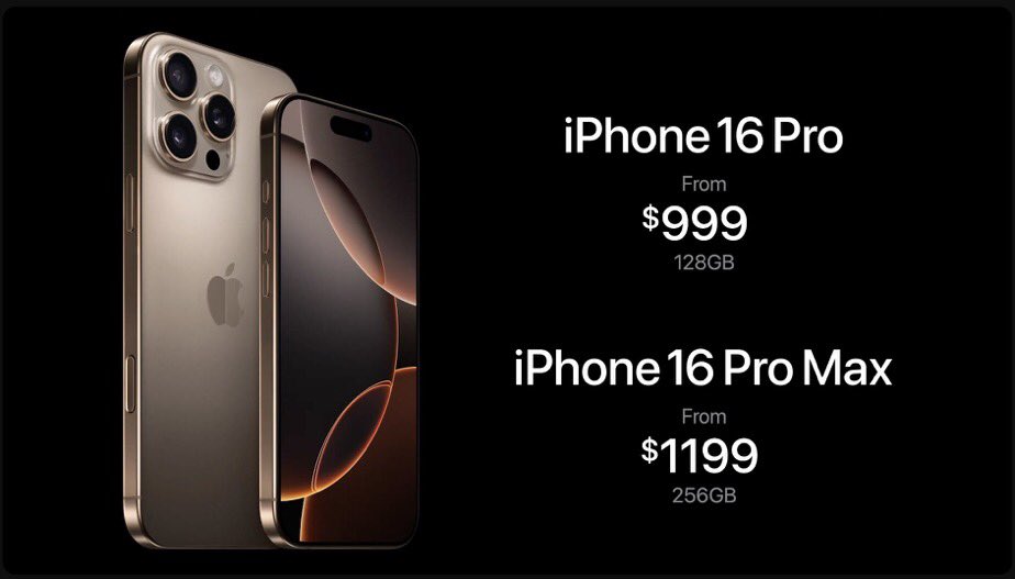 FunnacleT's tweet photo. Apple iPhone 16 pro launched 

#AppleEvent2024 #iPhone16 #iPhone16Plus #iPhone16Pro #iPhone16ProMax https://t.co/pBTfPYzKDp