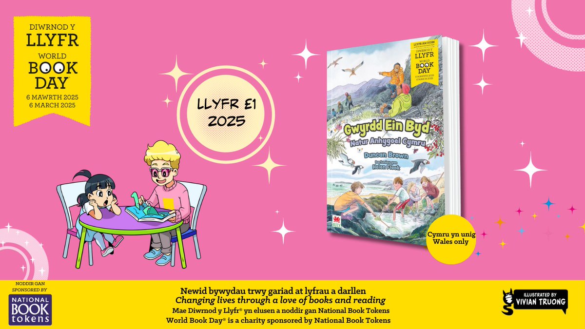 Ymunwch â’r arbenigwr natur Duncan Brown ar daith ddifyr, llawn ffeithiau ar draws Cymru, a darganfod y bywyd gwyllt rhyfeddol sydd o’n cwmpas.

📚Gwyrdd ein Byd gan Duncan Brown, wedi’i ddarlunio gan <a href="/Helen_Flook/">Helen Flook</a> a’i gyhoeddi gan <a href="/GwasgRilyBooks/">Gwasg Rily Publications</a> 

➡️ worldbookday.com/book/gwyrdd-ei…
