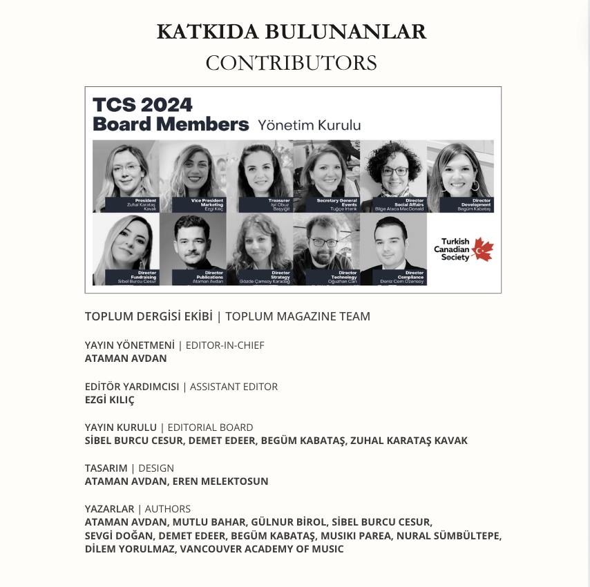 The new issue of TOPLUM magazine is ready!
As we greet autumn, TOPLUM is full of music that nourishes our soul. Happy reading!
🎵
TOPLUM Dergimizin yeni sayısı hazır!
Sonbahara merhaba derken, TOPLUM, ruhumuzun besleyen müzik ile dolu. Keyifli okumalar!
🔗 online.fliphtml5.com/attuq/weqb/#p=1