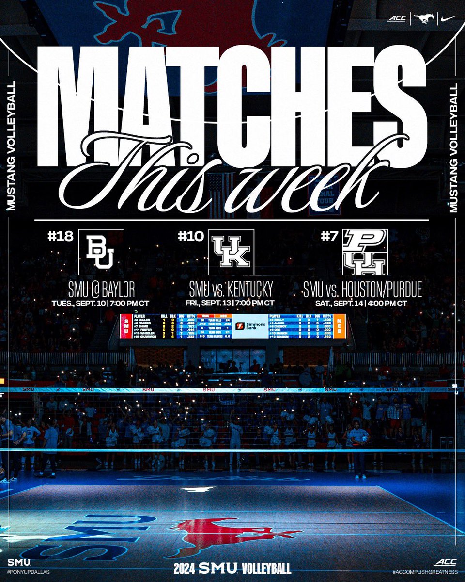 𝘽𝙞𝙜 𝙬𝙚𝙚𝙠 𝙨𝙩𝙖𝙧𝙩𝙨 𝙞𝙣 𝙒𝙖𝙘𝙤!! 

Let’s pack out Moody Friday as we take on #7 Kentucky! Tickets are free 🤩

#PonyUpDallas | <a href="/SMUMustangs/">SMU Athletics</a>