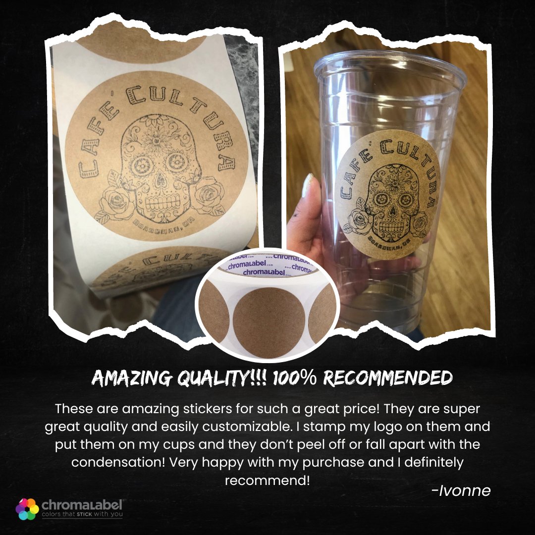 ChromaLabel's tweet image. Quality that sticks! 🙌💫 We love hearing how our 2-inch Kraft Label Stickers are making a difference. Thank you for sharing your experience! #CustomerLove #KraftLabels #PersonalizedBranding