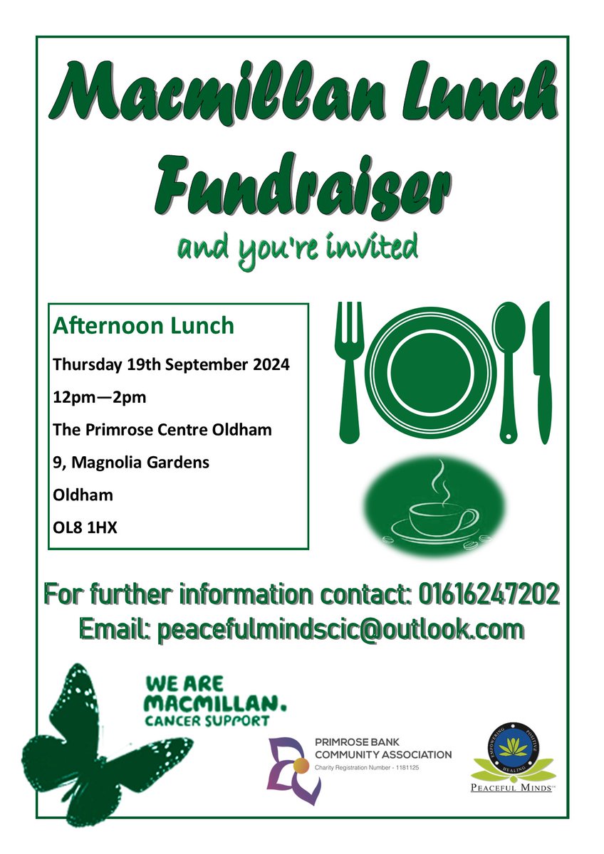 Come along and join us in support of the fantastic work carried out by Macmillan.
#EmpoweringPositiveHealing